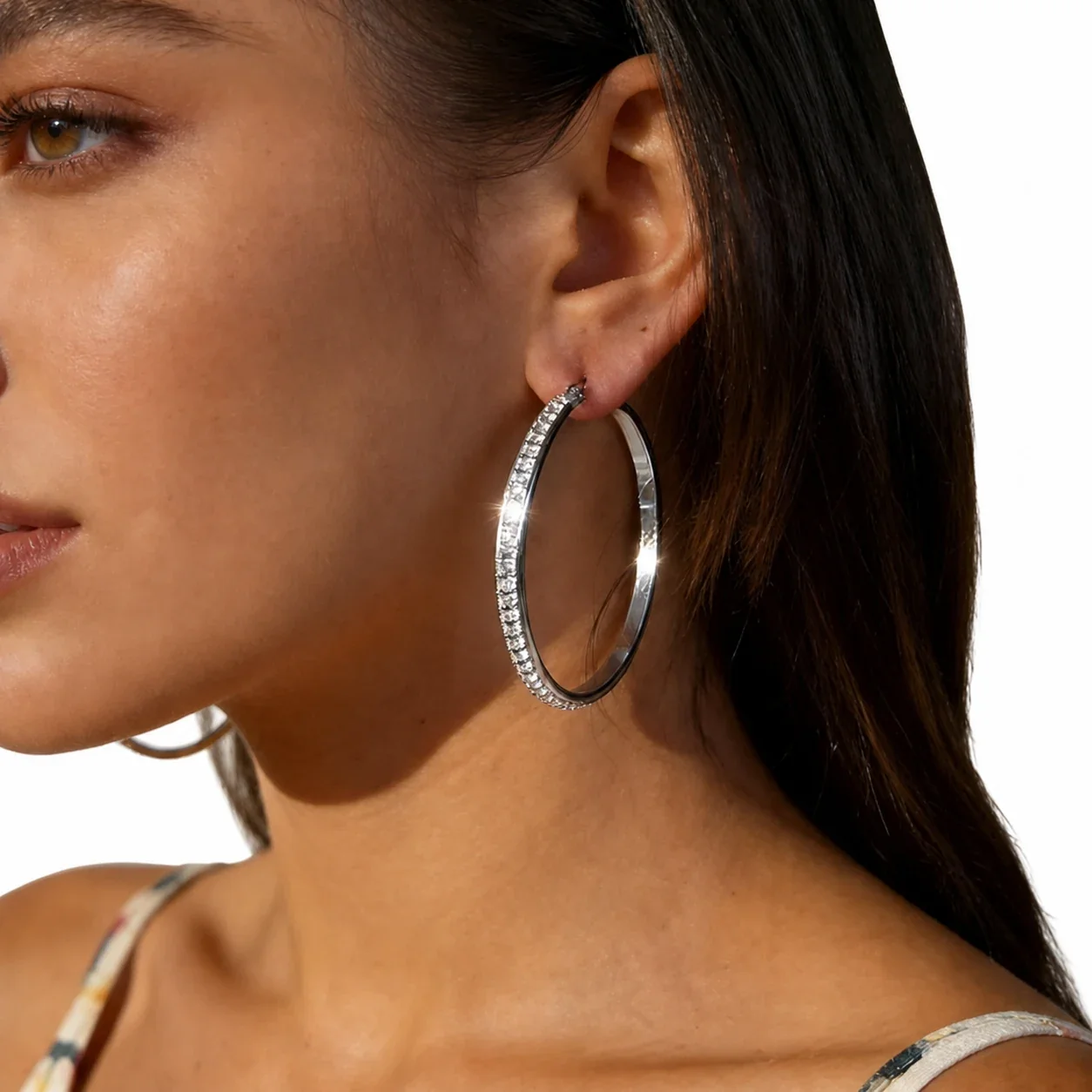 Polished 316 Stainless Steel Textured Hoop Earrings