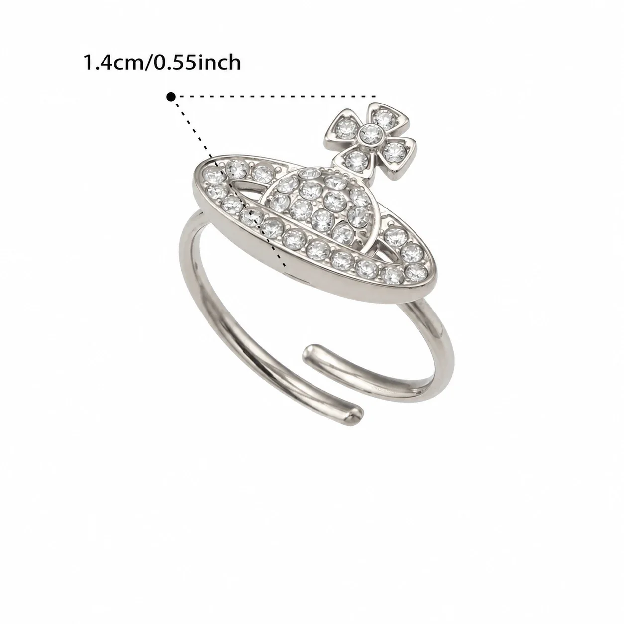 Whimsical CZ Planet Pearl-Effect 316L Jewelry Set - Silver Planet