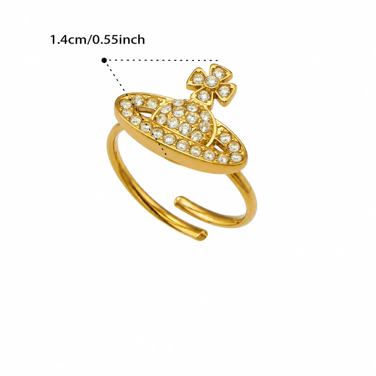 Whimsical CZ Planet Pearl-Effect 316L Jewelry Set - Gold Planet
