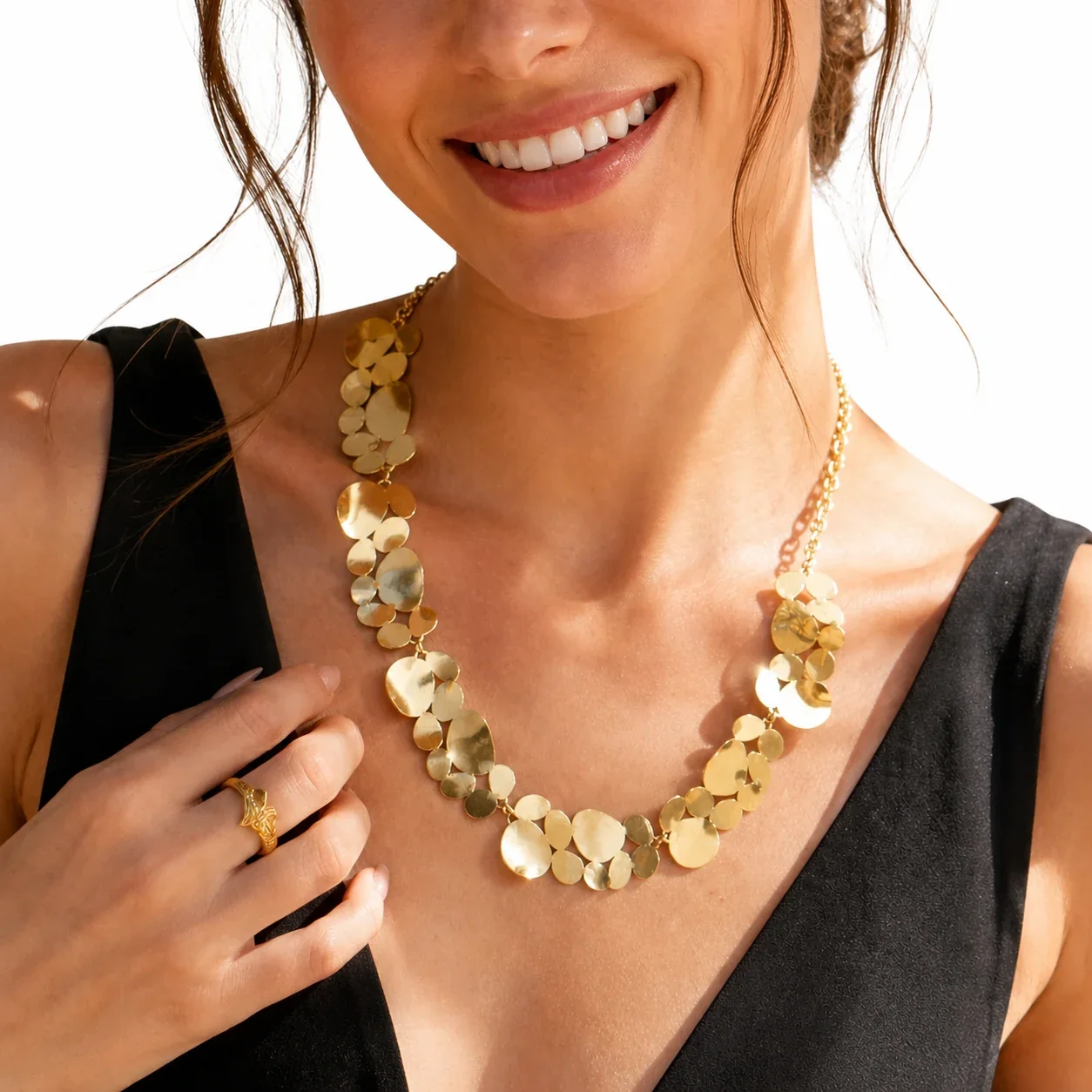 Sculptural 18K Gold-Plated Disc Cluster 316 Necklace