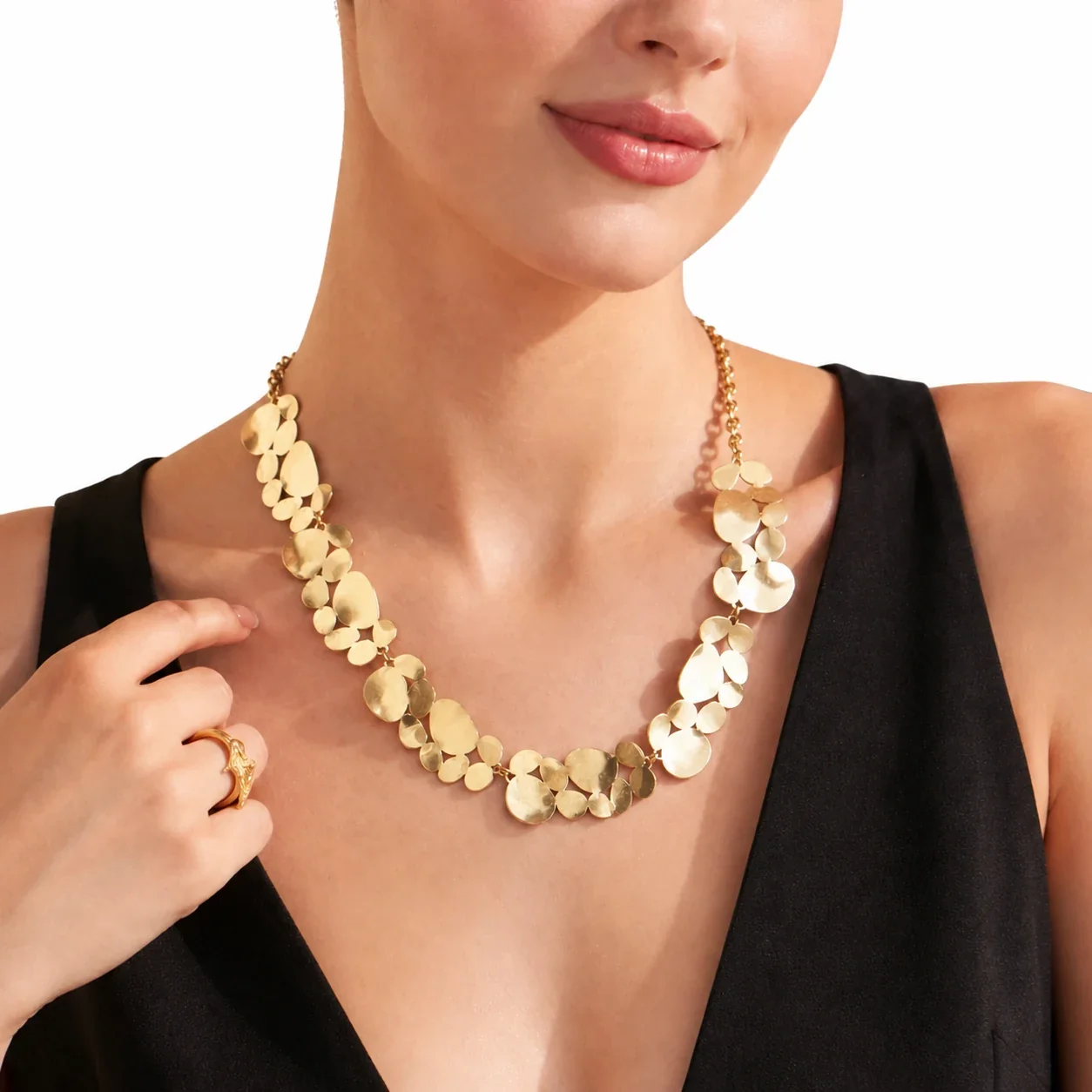 Sculptural 18K Gold-Plated Disc Cluster 316 Necklace