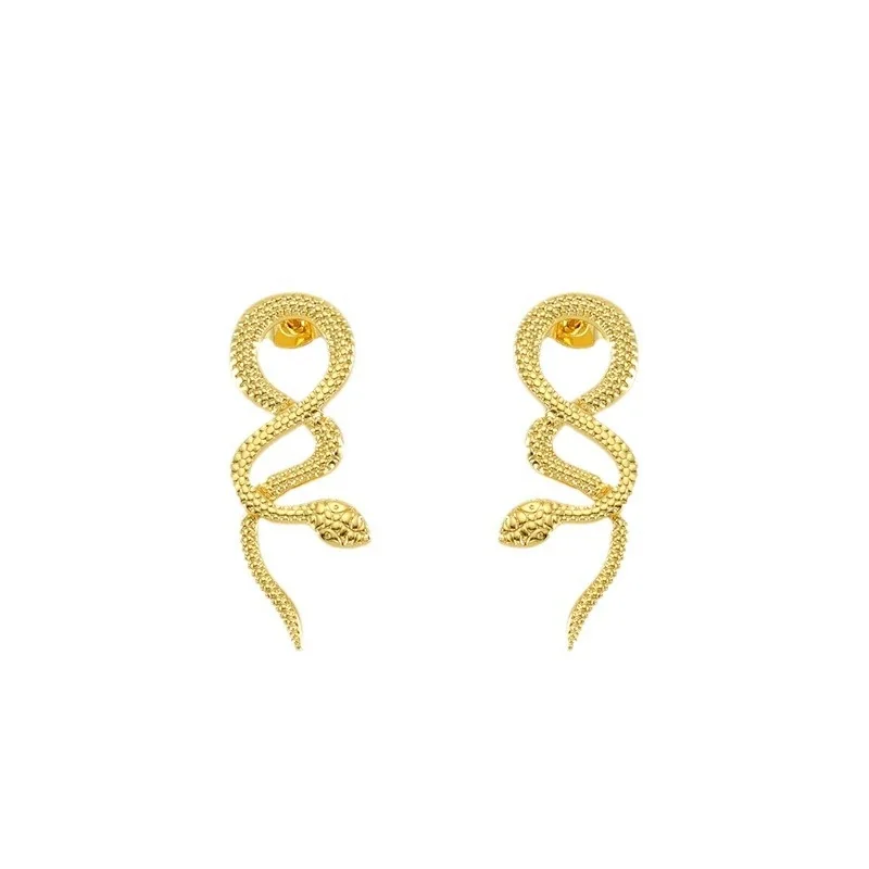 Serpentine 18K Gold-Plated Scale Texture Stud Earrings