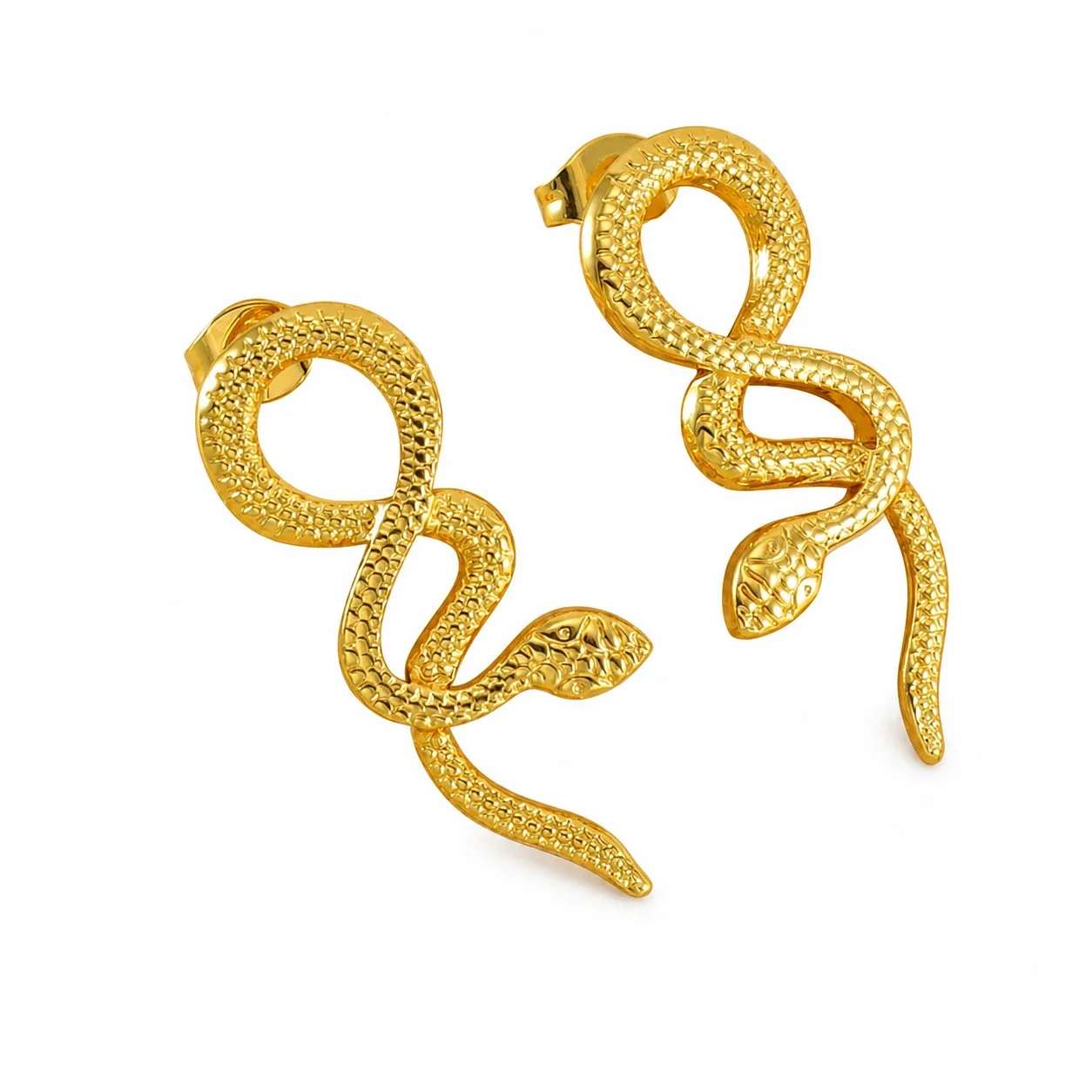 Serpentine 18K Gold-Plated Scale Texture Stud Earrings