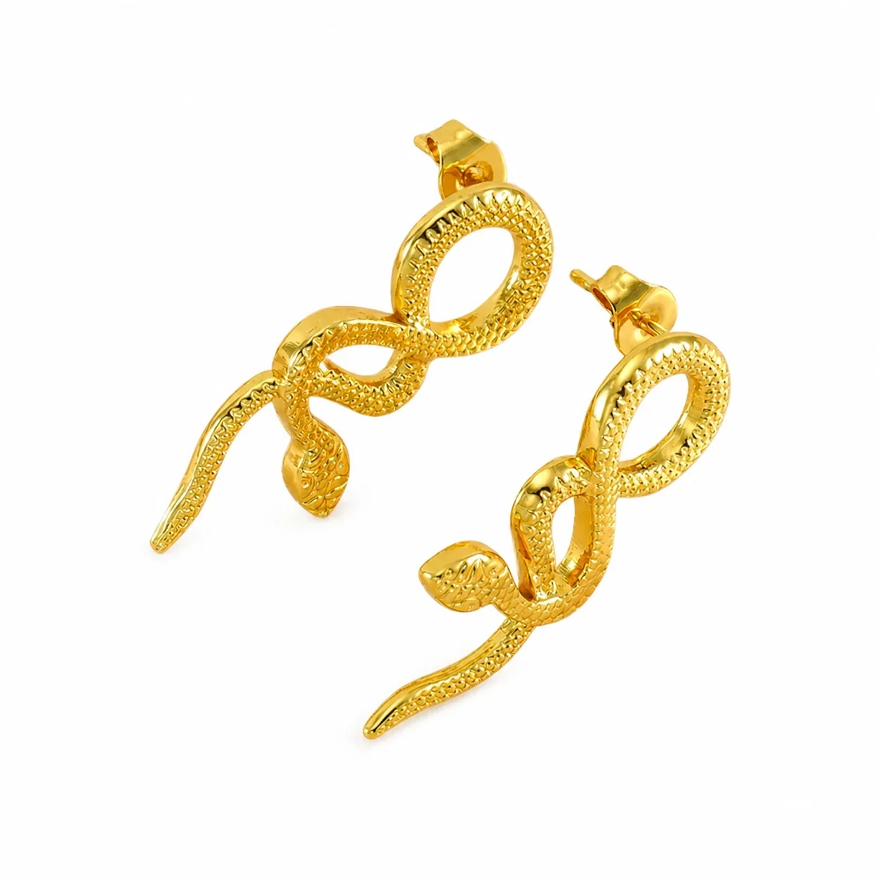 Serpentine 18K Gold-Plated Scale Texture Stud Earrings
