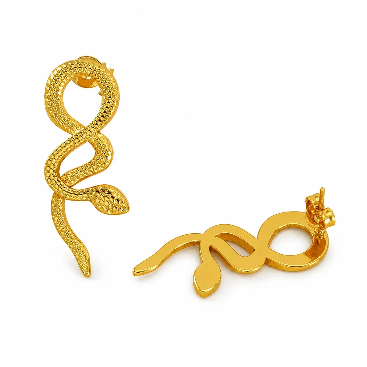 Serpentine 18K Gold-Plated Scale Texture Stud Earrings