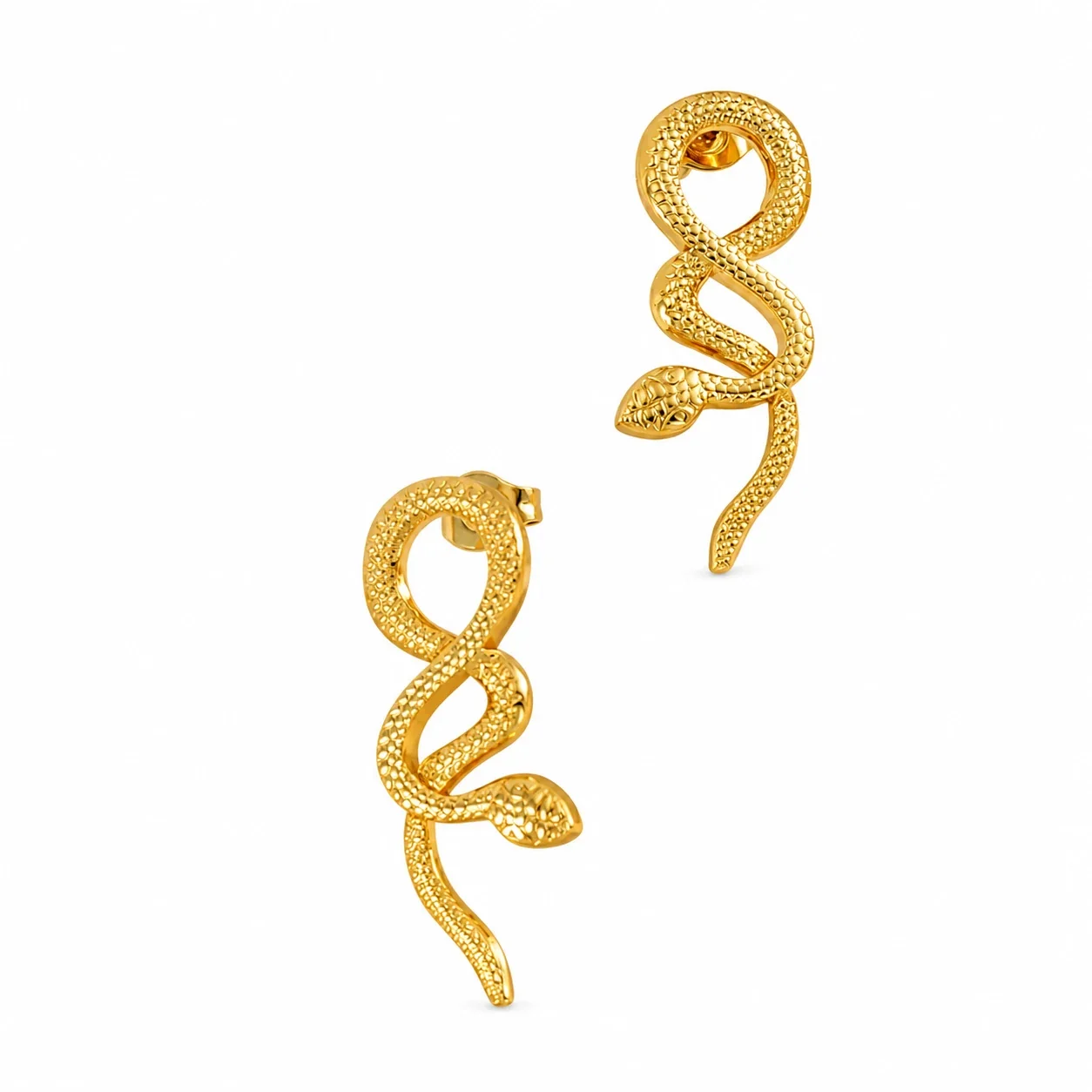 Serpentine 18K Gold-Plated Scale Texture Stud Earrings