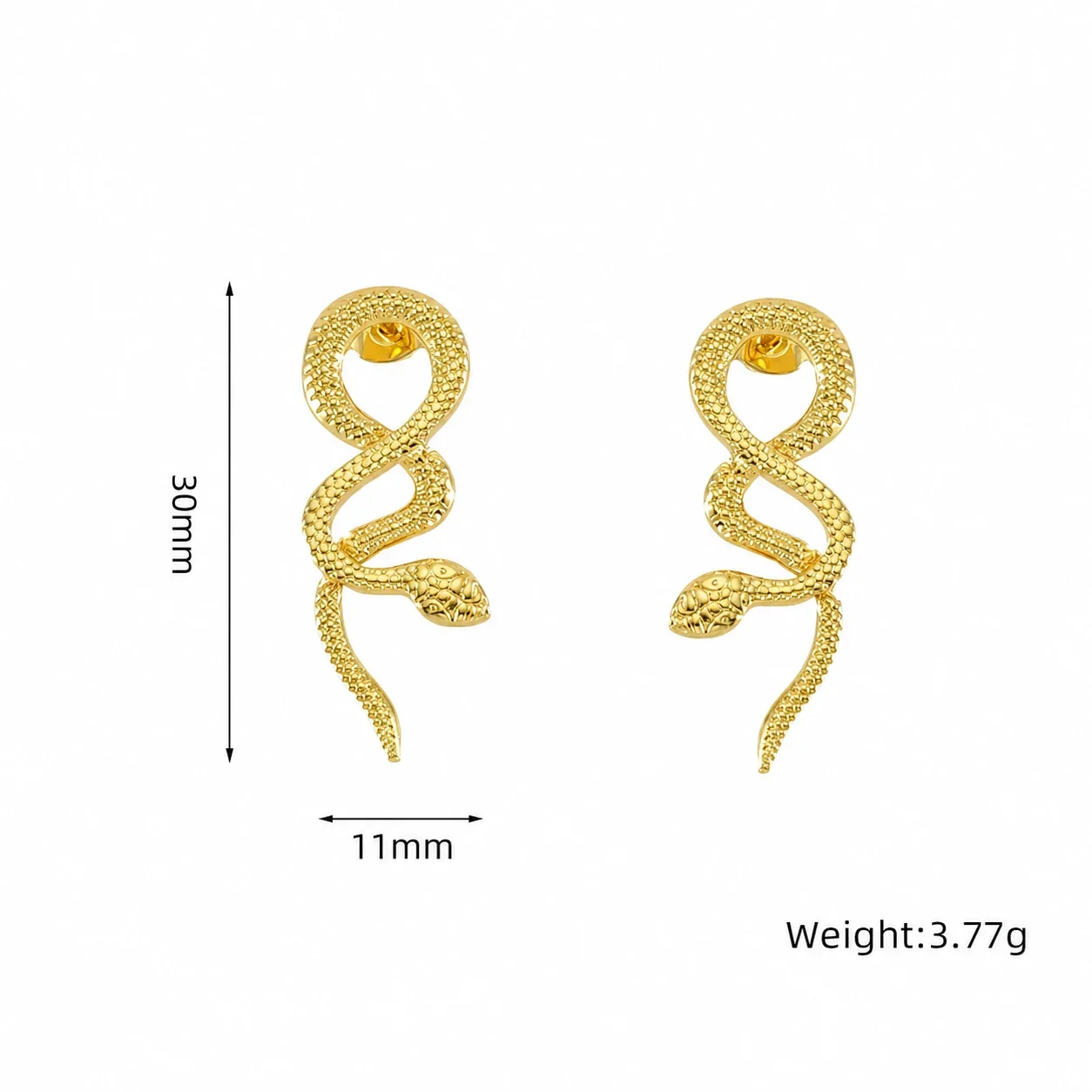 Serpentine 18K Gold-Plated Scale Texture Stud Earrings - Gold