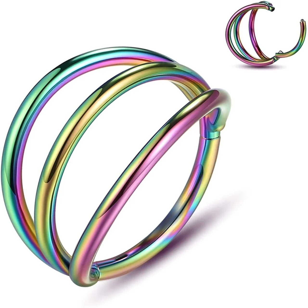 Sleek 316 Stainless Steel Layered Hoop Ear Cuff