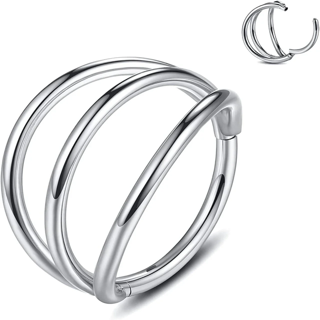 Sleek 316 Stainless Steel Layered Hoop Ear Cuff