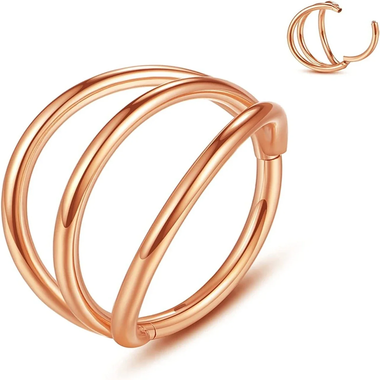 Sleek 316 Stainless Steel Layered Hoop Ear Cuff
