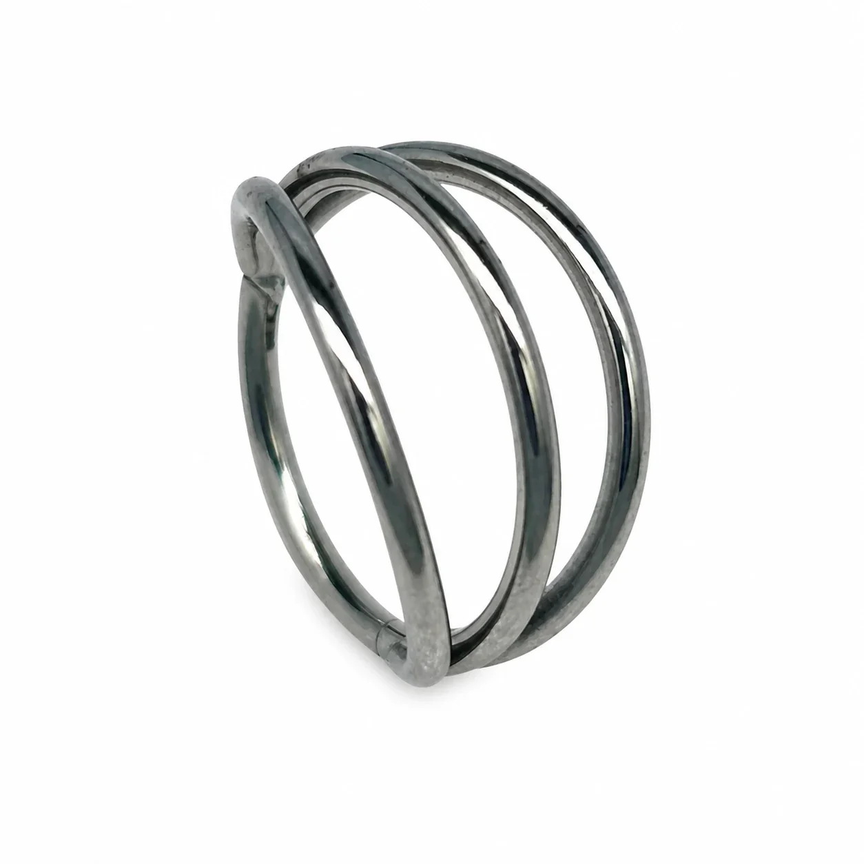 Sleek 316 Stainless Steel Layered Hoop Ear Cuff - Silver Triple Layer
