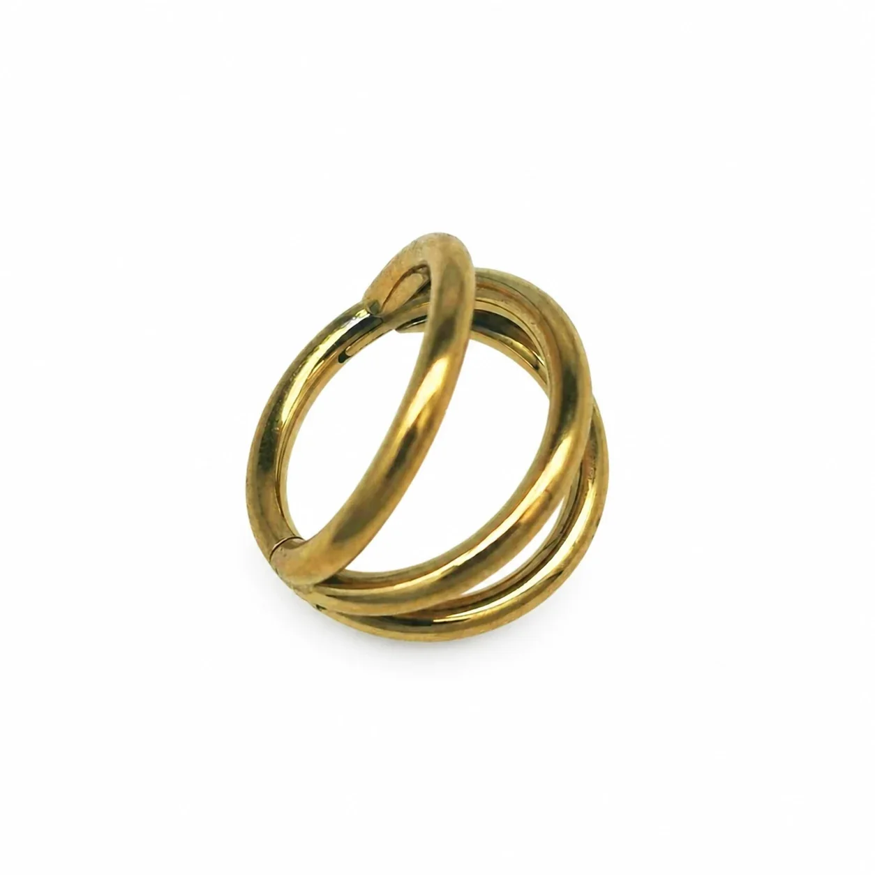 Sleek 316 Stainless Steel Layered Hoop Ear Cuff - Gold Triple Layer
