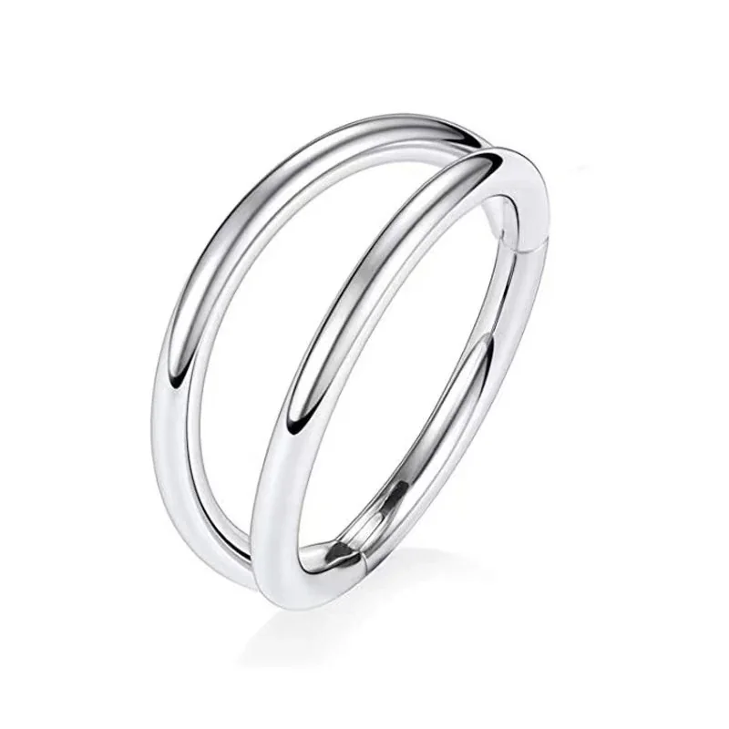 Sleek 316 Stainless Steel Layered Hoop Ear Cuff - Gold Double Layer