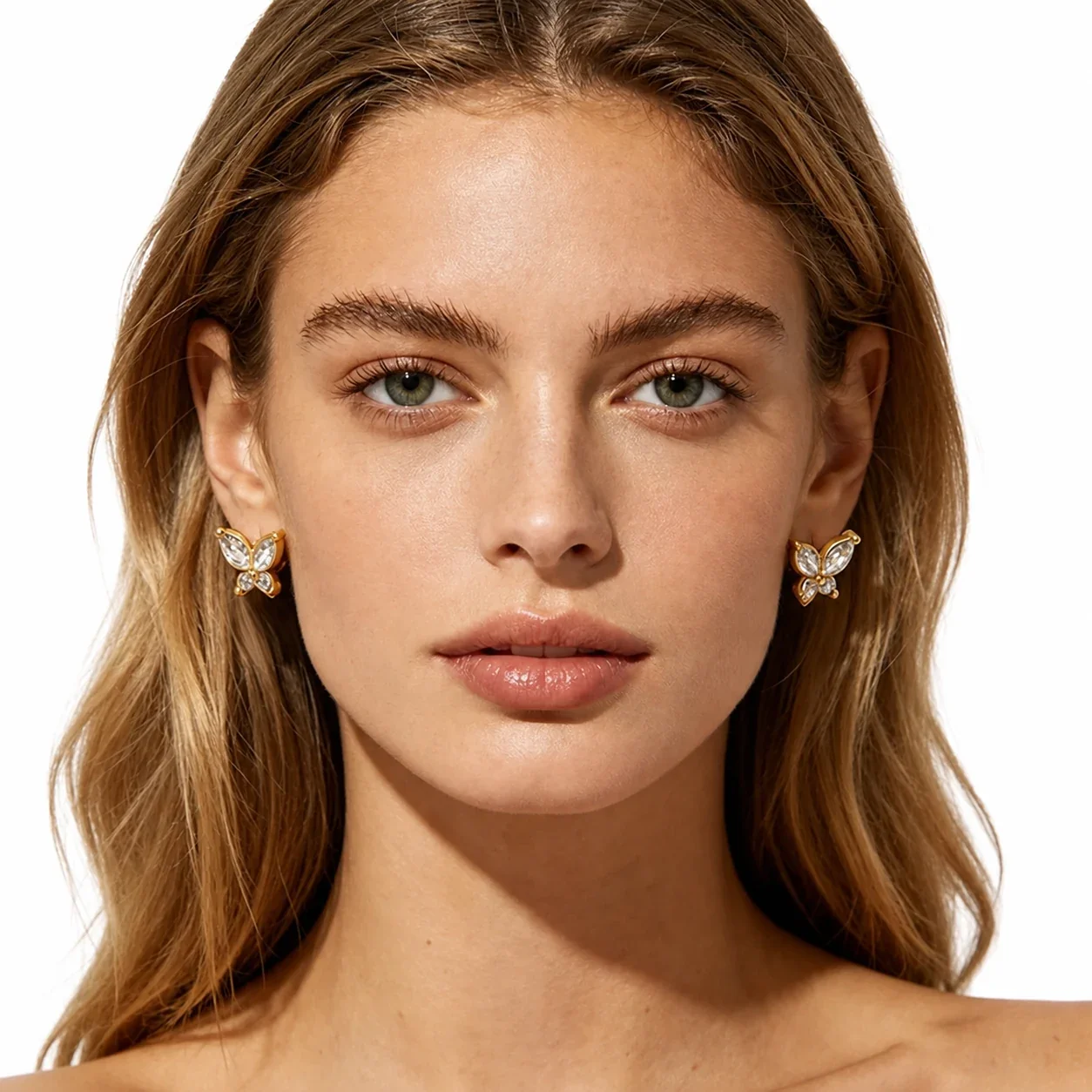 Petite Marquise CZ Butterfly 316 Stainless Steel Stud Earrings