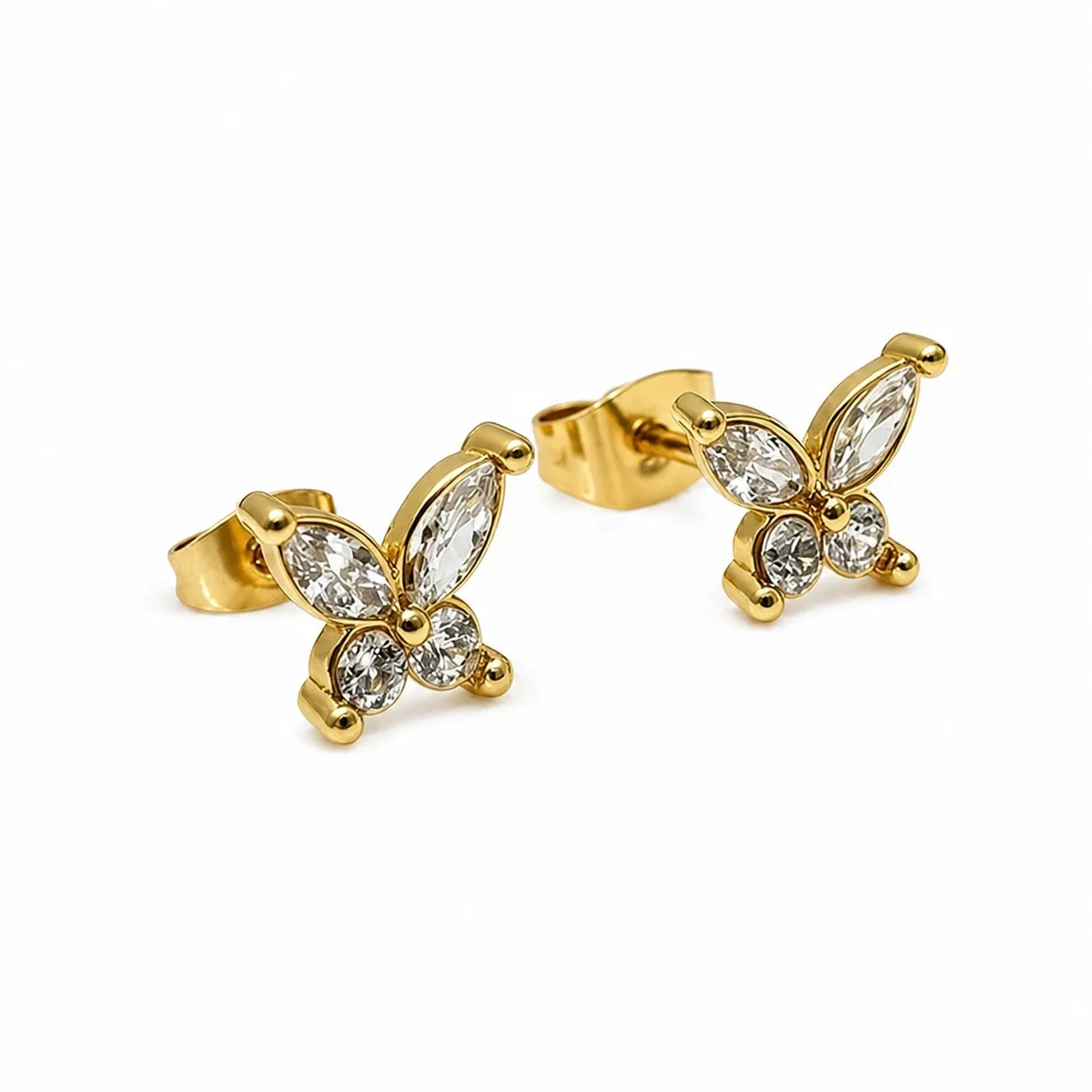 Petite Marquise CZ Butterfly 316 Stainless Steel Stud Earrings