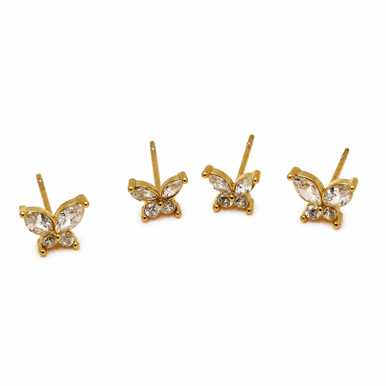 Petite Marquise CZ Butterfly 316 Stainless Steel Stud Earrings