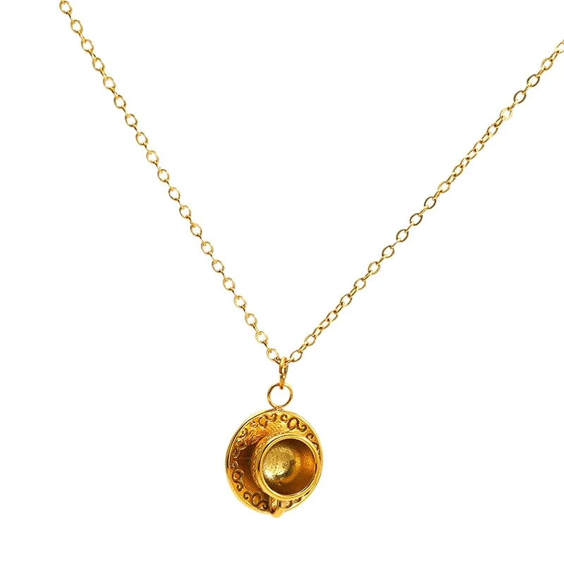 Whimsical 18K Gold-Plated Teacup Teapot Pendant Necklace