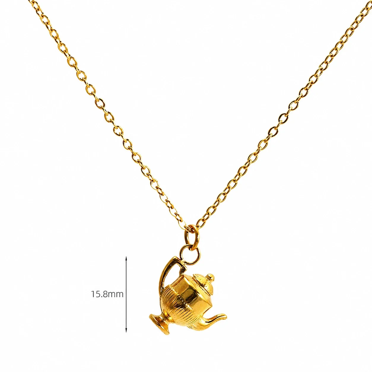 Whimsical 18K Gold-Plated Teacup Teapot Pendant Necklace - Gold Teapot with