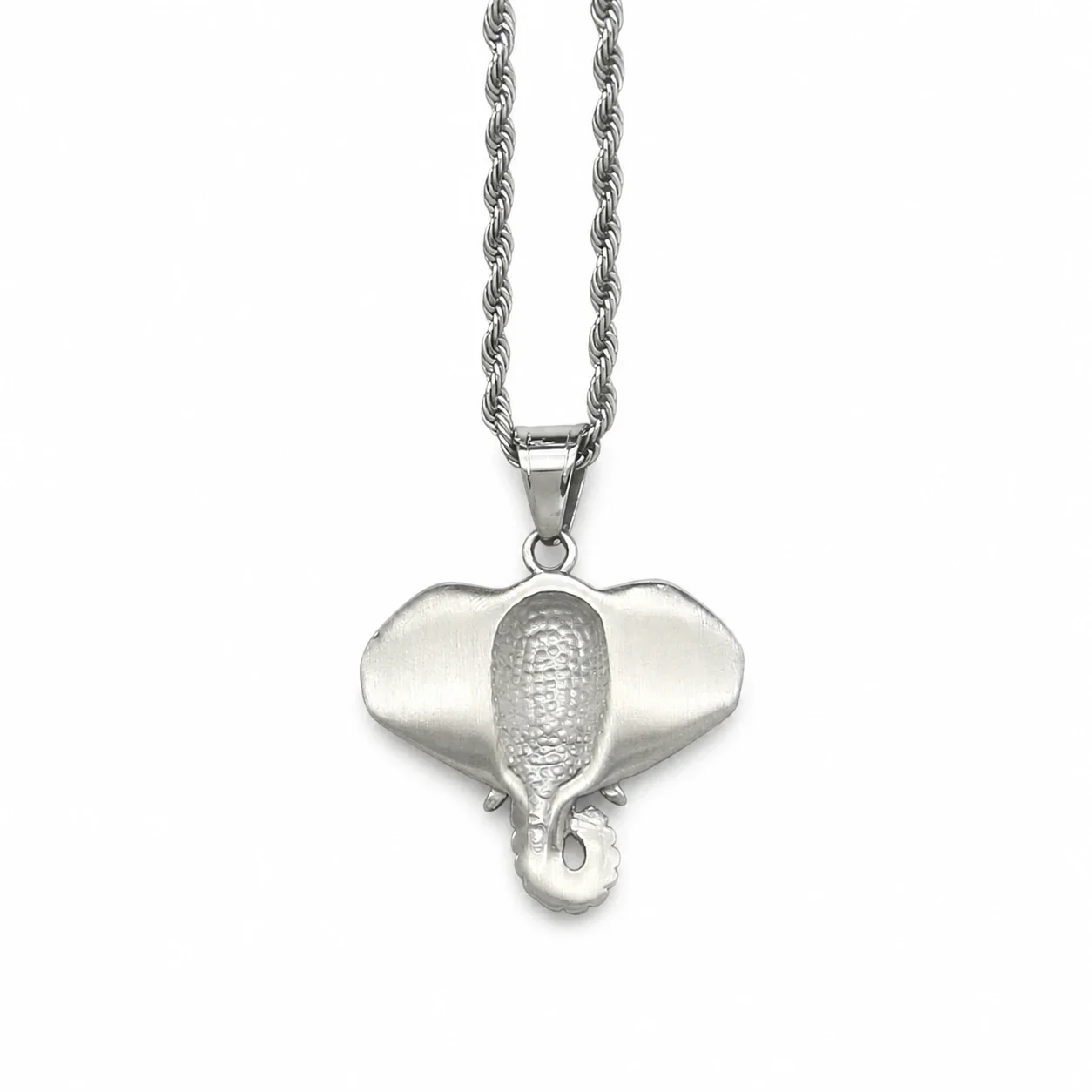 Iced Elephant Head 316 Stainless Steel Rope Bail Pendant