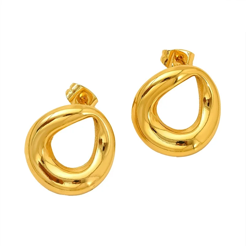 Sculptural Gold-Plated Teardrop Heart Stud Earrings