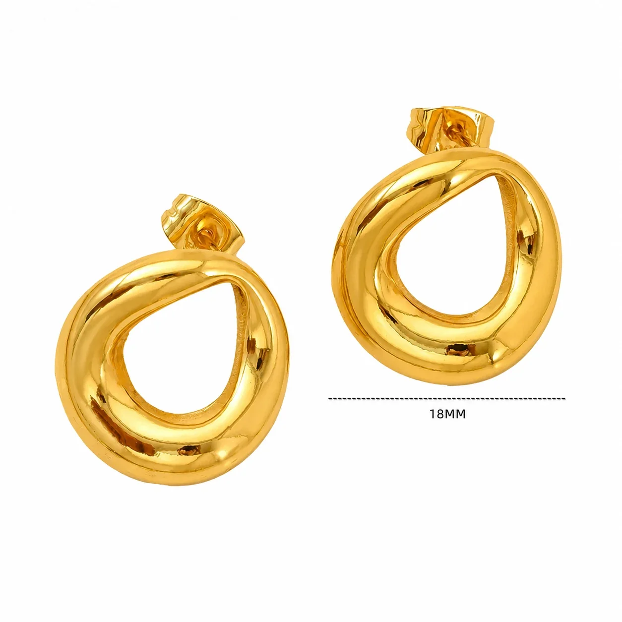 Sculptural Gold-Plated Teardrop Heart Stud Earrings - Gold Teardrop