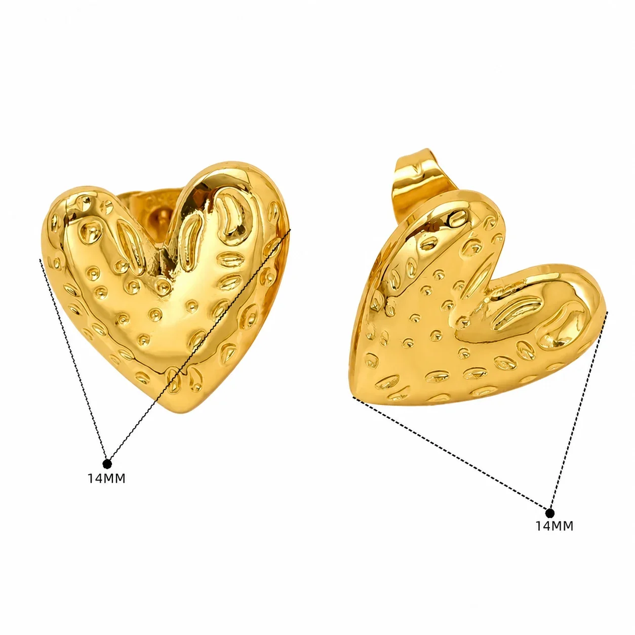Sculptural Gold-Plated Teardrop Heart Stud Earrings - Gold Geometric