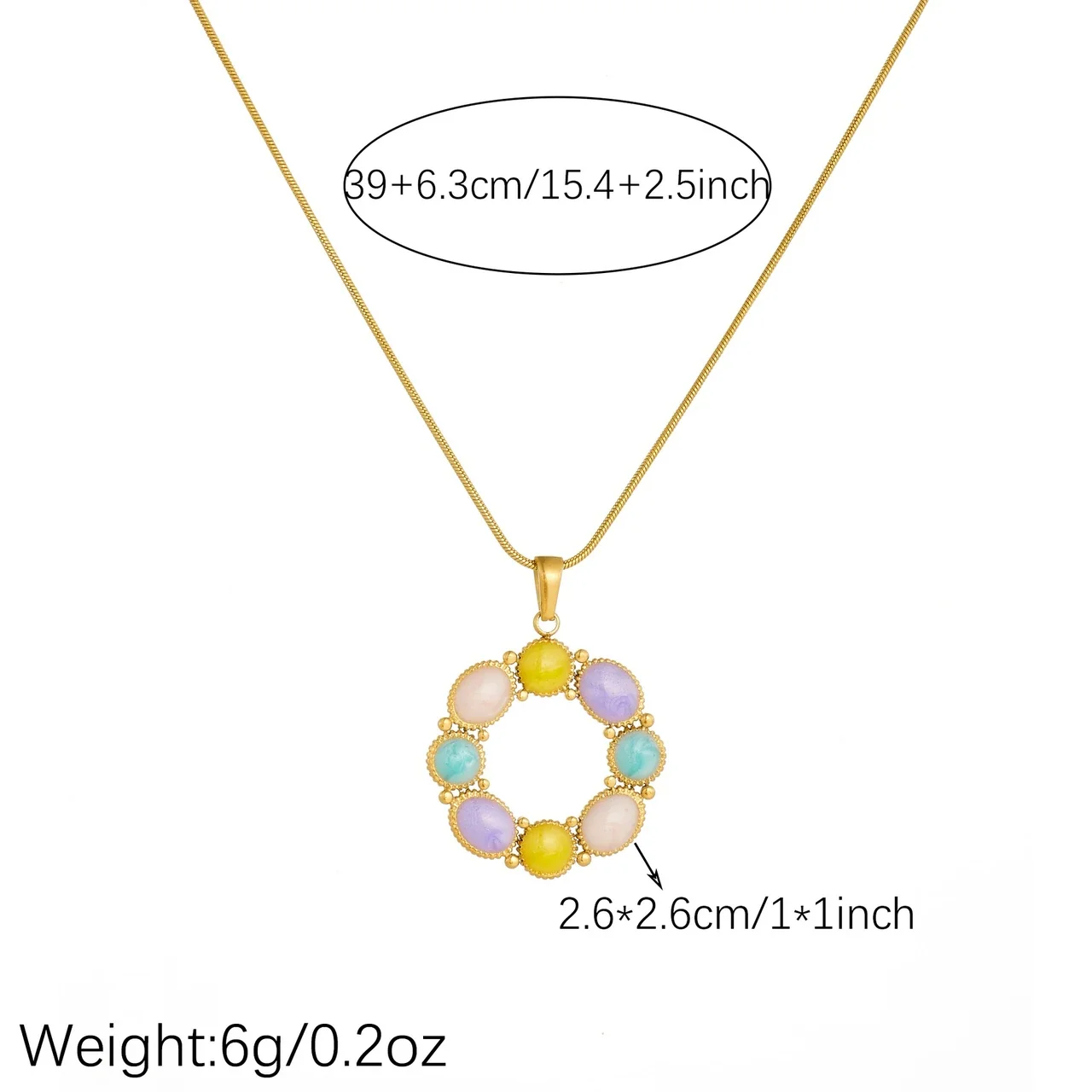 Foto del producto: Collar con Colgante de Círculo Abierto de Esmalte, Acero Inoxidable Chapado en Oro