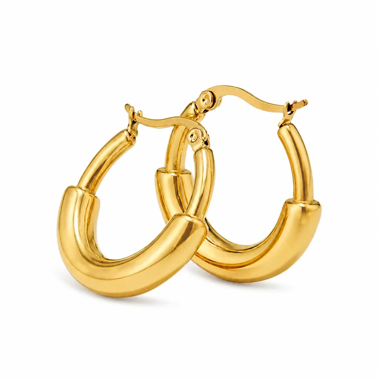 Sculptural Gold PVD 316L Stainless Steel Wide Dome Hoop Earrings