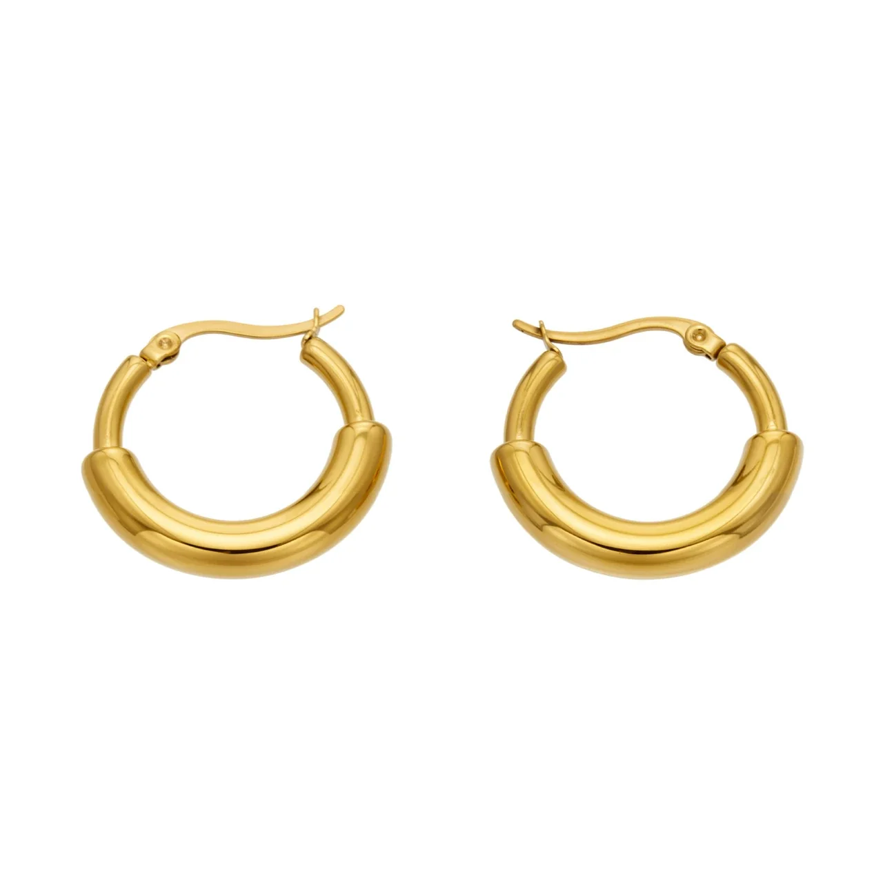 Sculptural Gold-Plated 316L Wide Dome Hoop Earrings