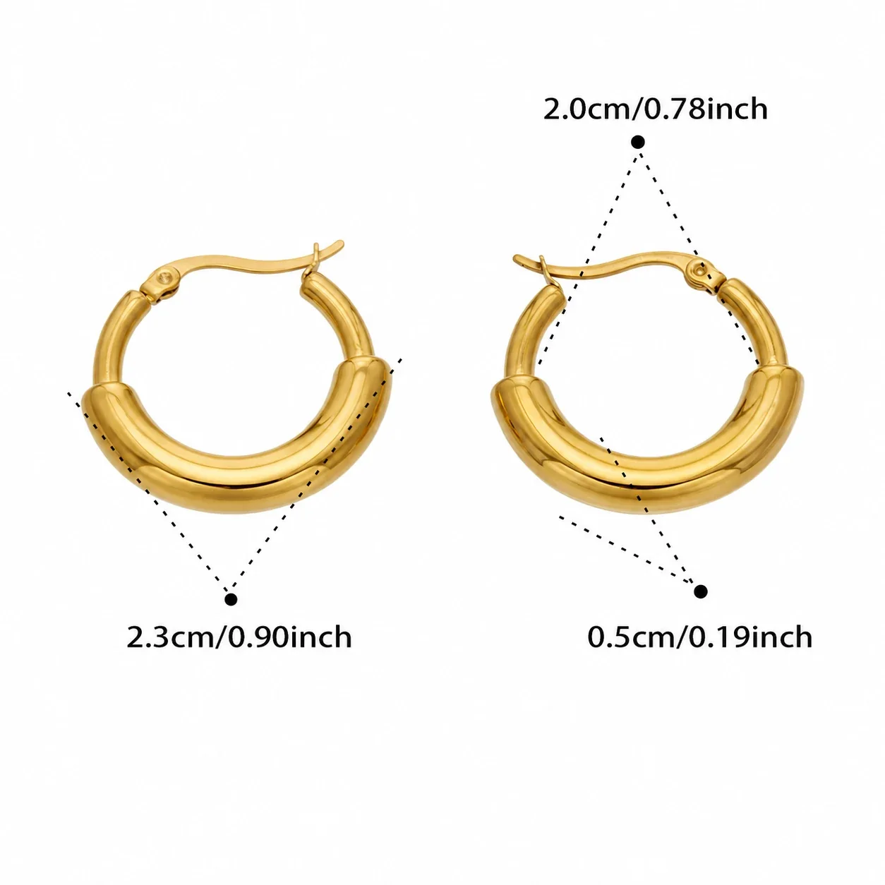 Sculptural Gold-Plated 316L Wide Dome Hoop Earrings - Gold