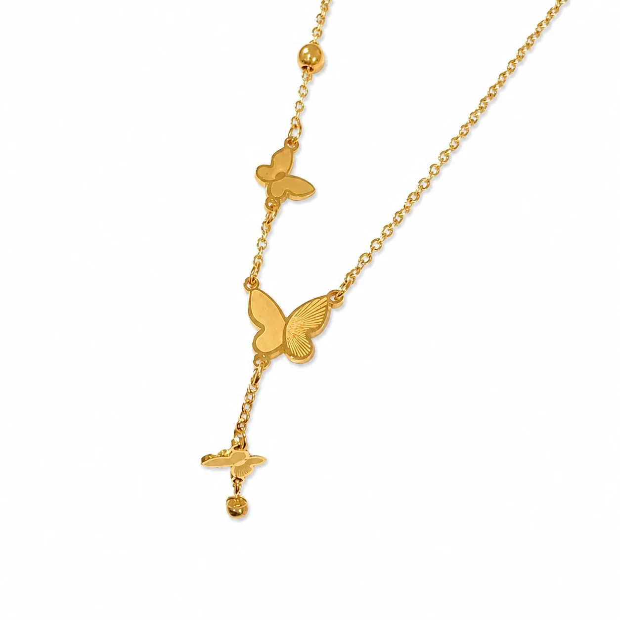 Delicate Gold-Plated Butterfly Tassel Chain Necklace