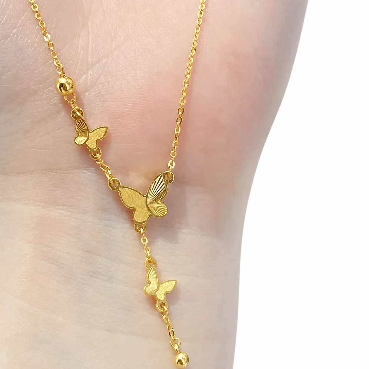 Delicate Gold-Plated Butterfly Tassel Chain Necklace