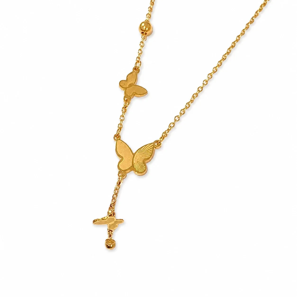 Delicate Gold-Plated Butterfly Tassel Chain Necklace