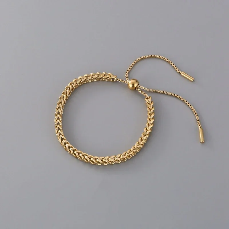 Foto del producto: Pulsera de Cadena, Eslabones Cubanos con Cierre Deslizante, Acero Inoxidable Chapado en Oro