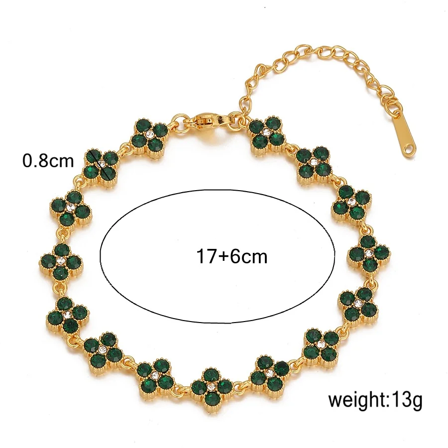 Foto prodotto: Bracciale a Maglie Floreali con Cristalli in Acciaio Inossidabile Placcato Oro