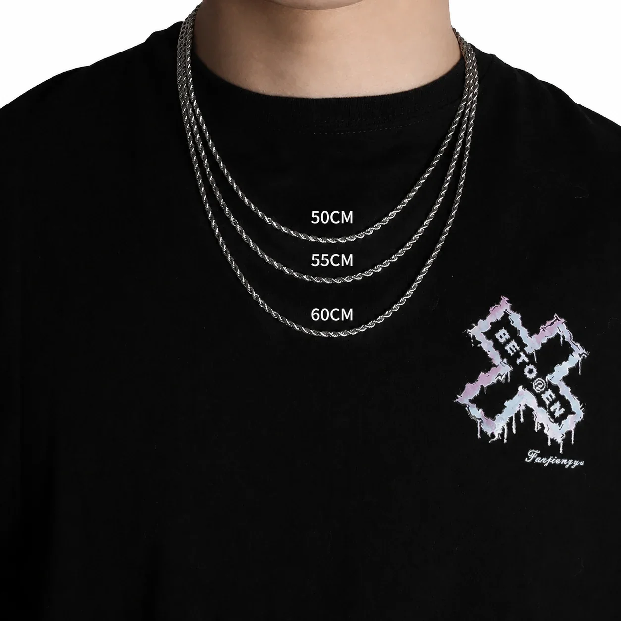 Polished Stainless Steel Rope Link Chain Necklace