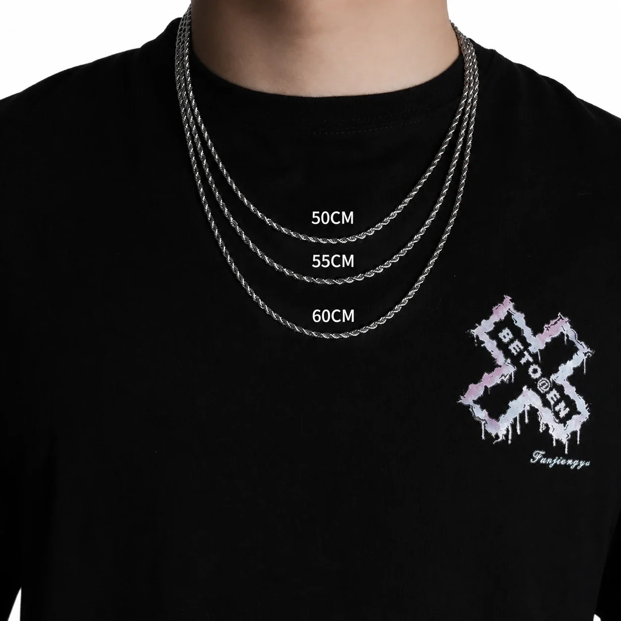 Polished Stainless Steel Rope Link Chain Necklace