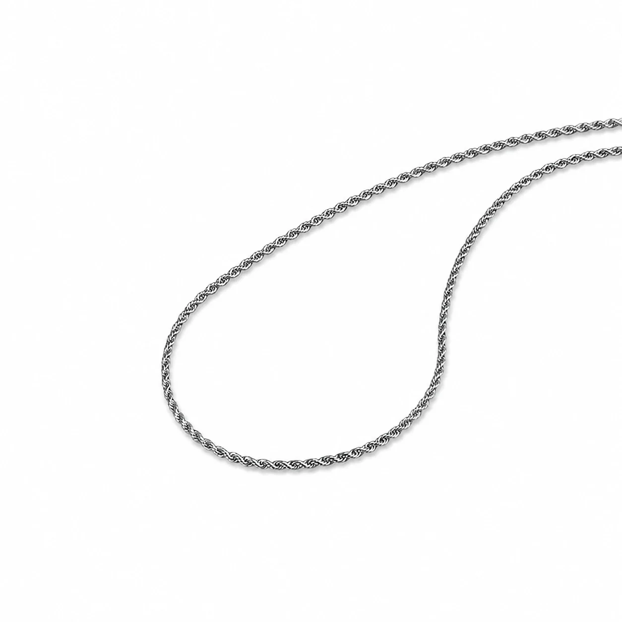 Polished Stainless Steel Rope Link Chain Necklace - Silver cm