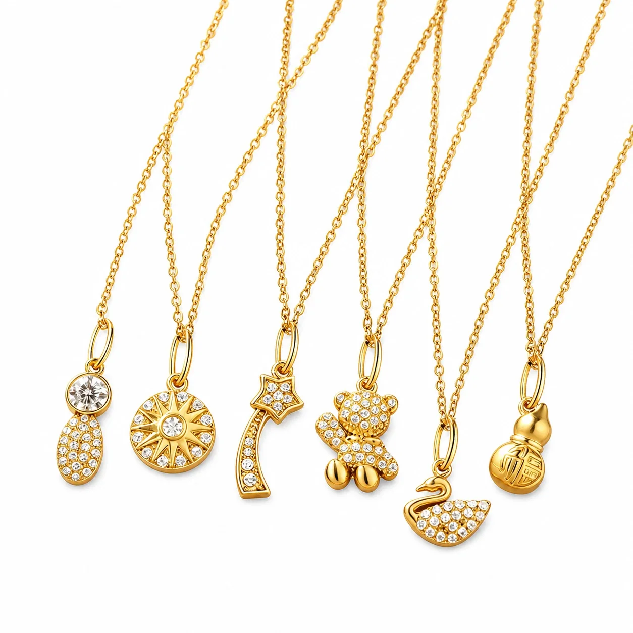 Polished 316 Stainless Steel CZ Charm Pendant Necklace