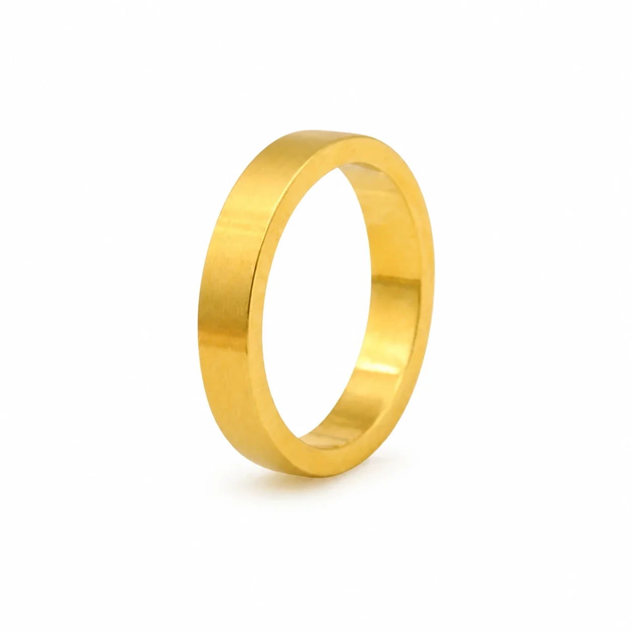 Satinierter 18K vergoldeter Edelstahlring, breites Band