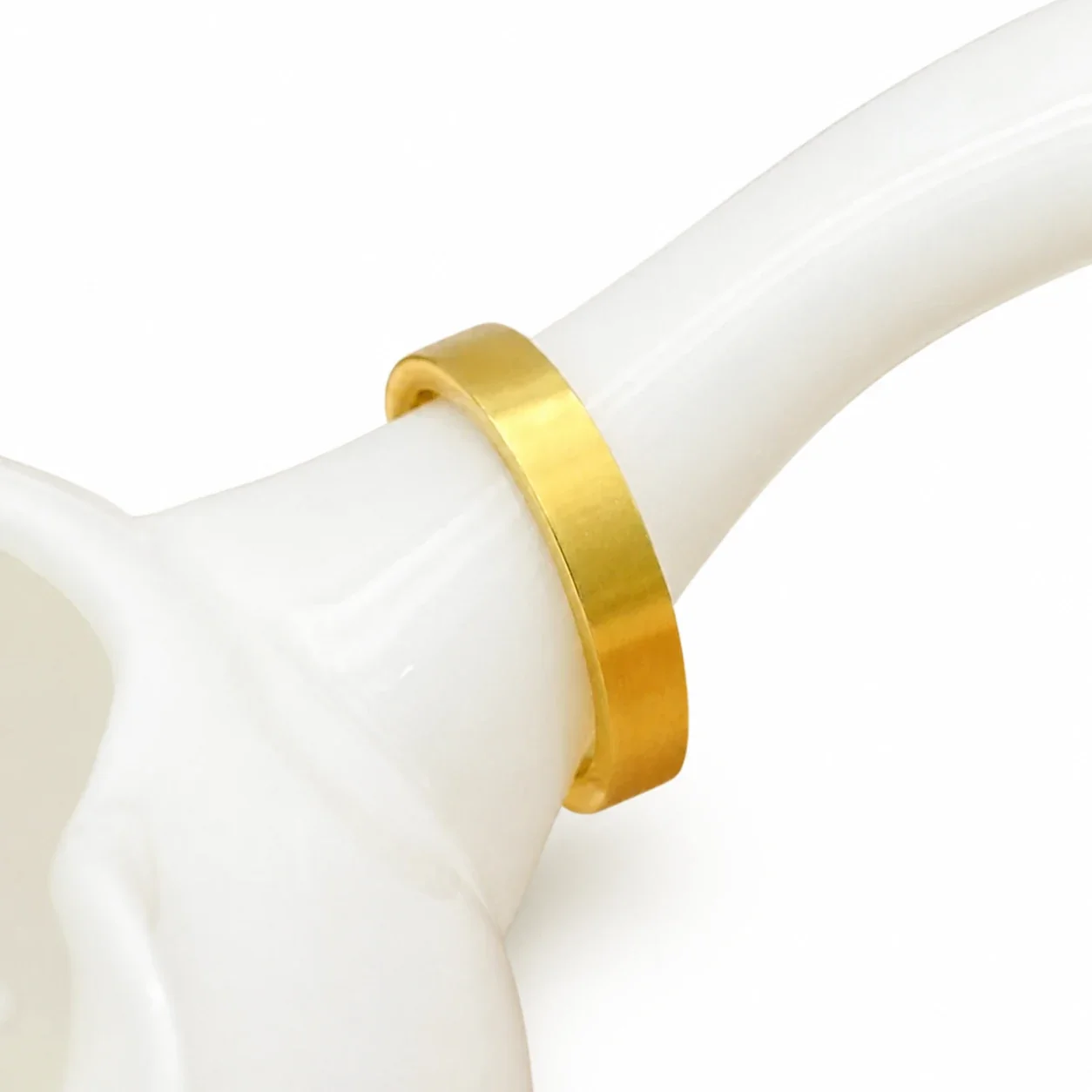 Satin 18K Gold-Plated Stainless Steel Wide Band Ring