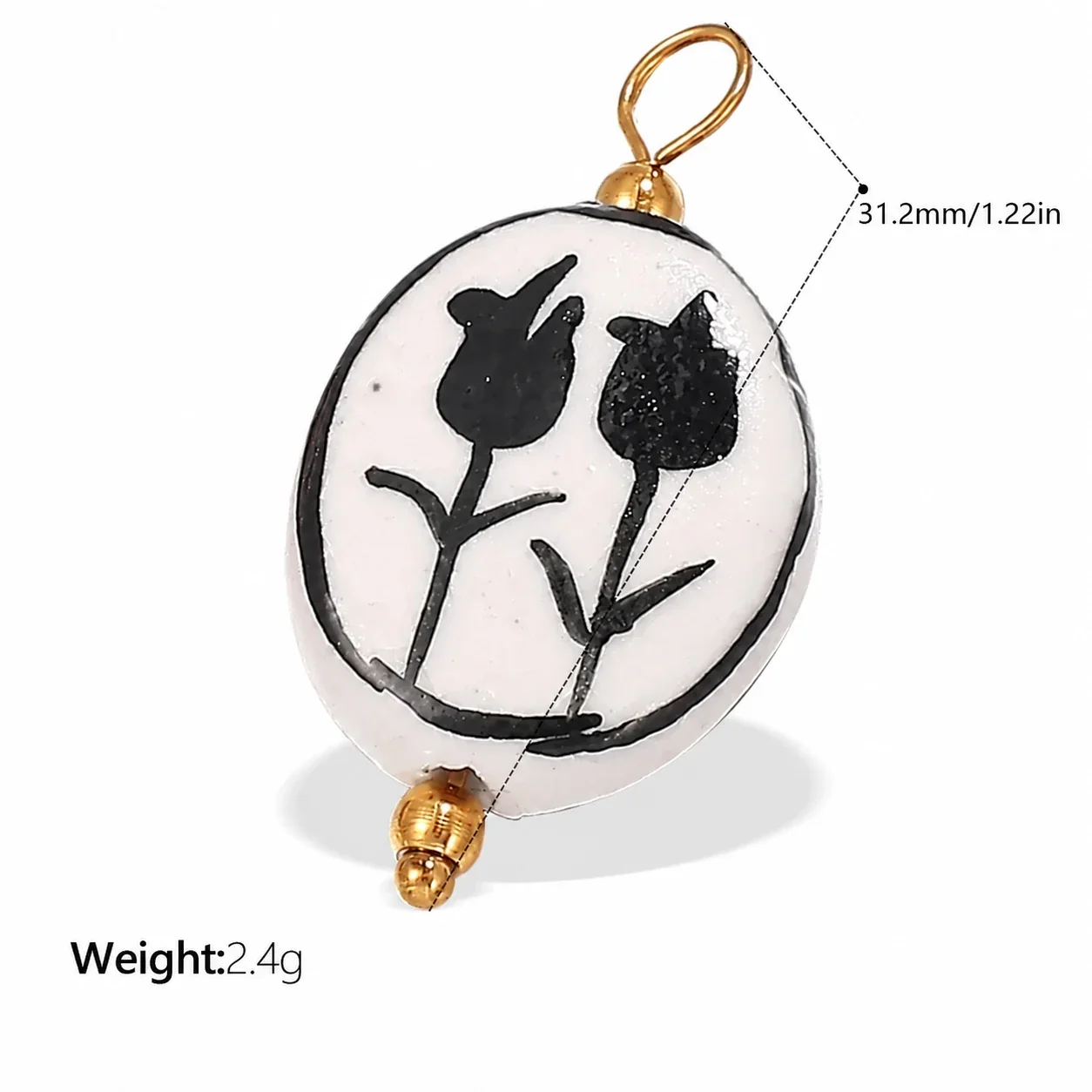 Foto do produto: Pendant Charms, Ceramic Sea Motifs & 18K Gold-Plated Stainless Steel