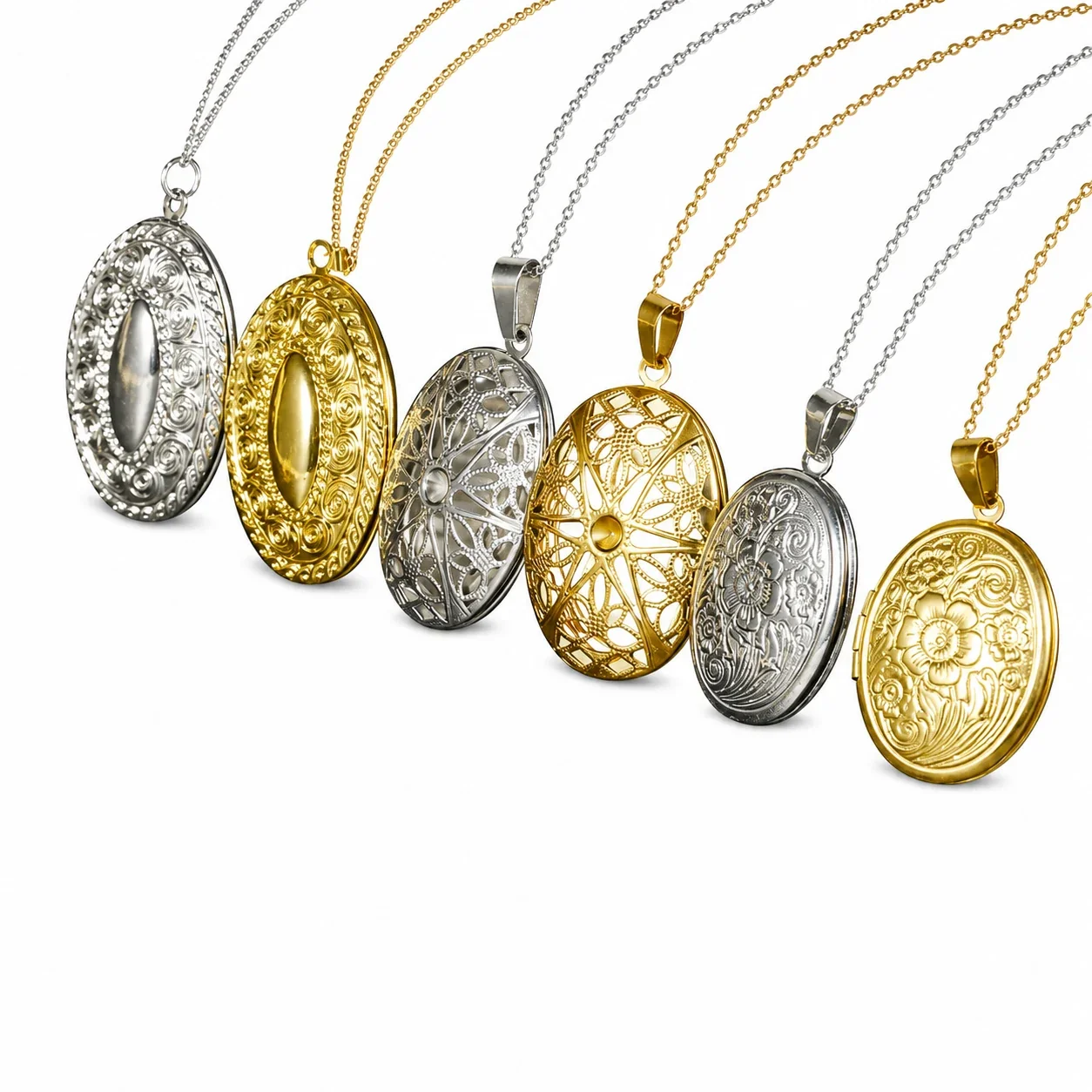 Engraved 316 Stainless Steel Oval Locket Necklace