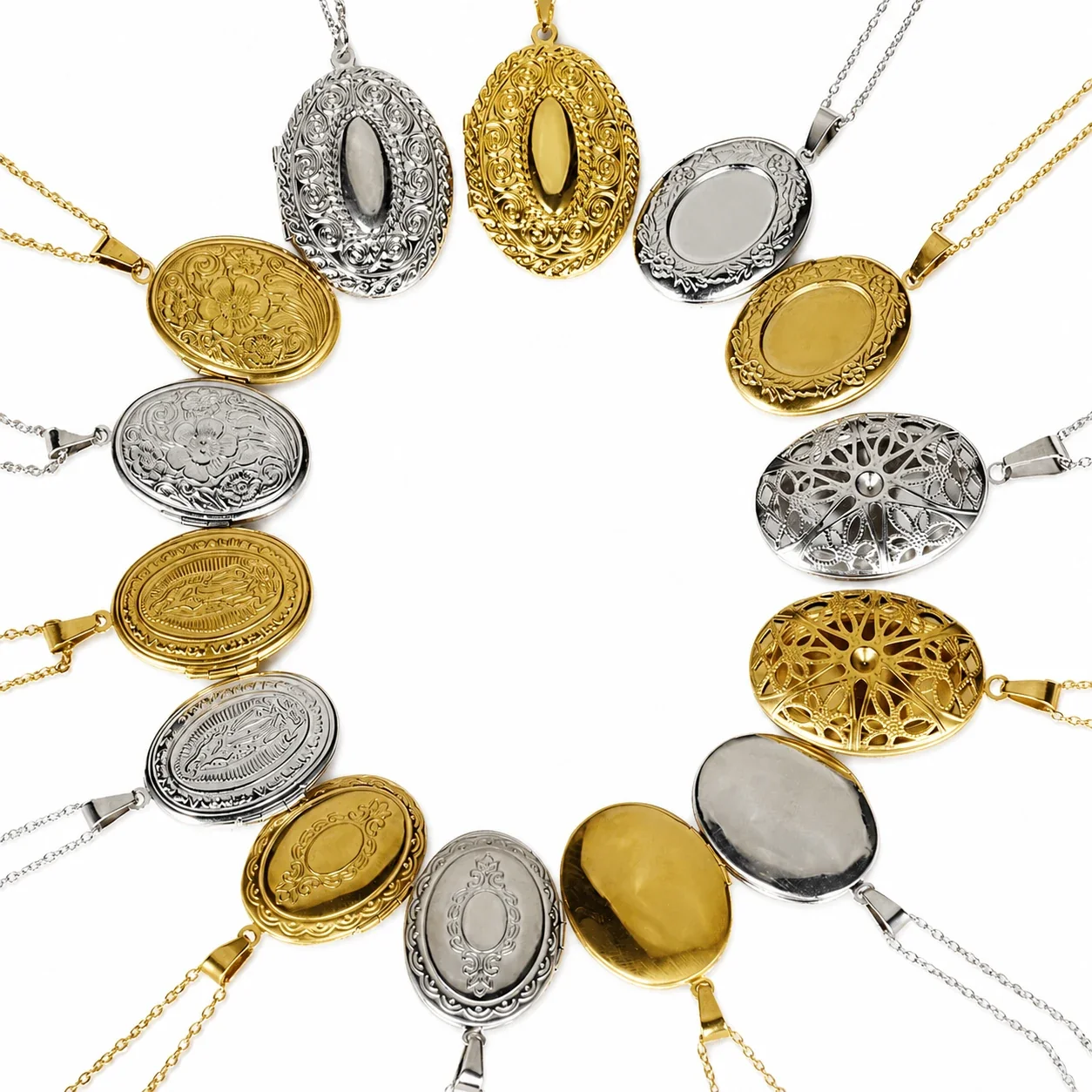 Engraved 316 Stainless Steel Oval Locket Necklace