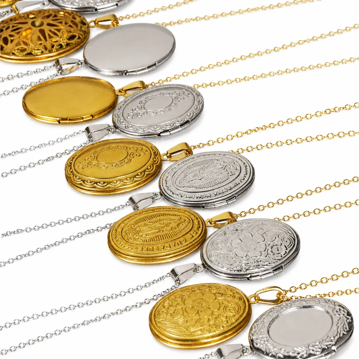 Engraved 316 Stainless Steel Oval Locket Necklace
