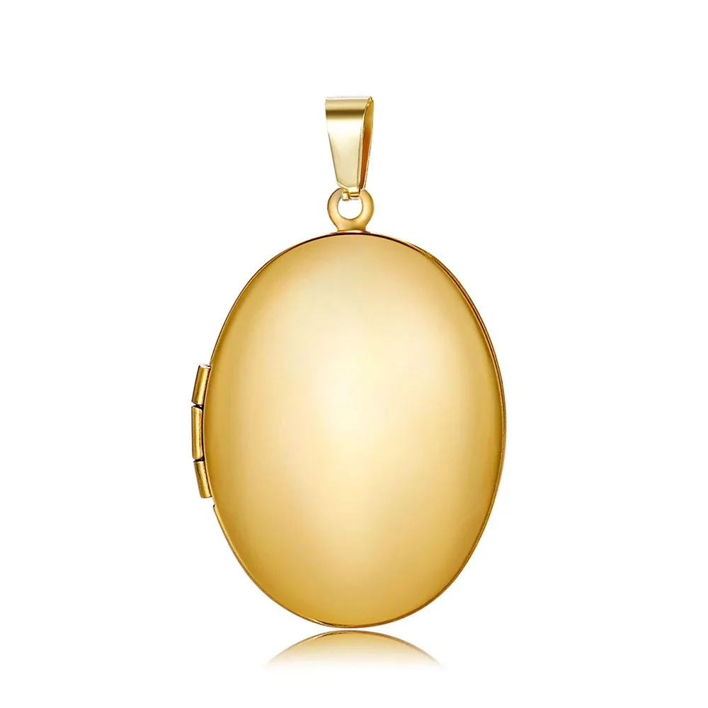 Engraved 316 Stainless Steel Oval Locket Necklace - Gold F Large . x mm