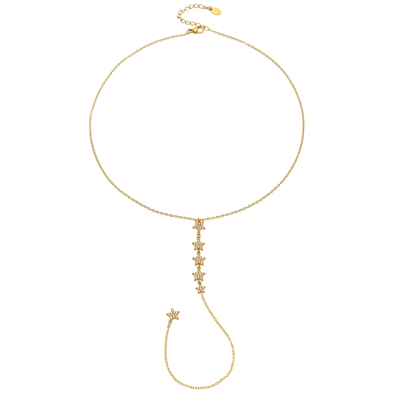Starburst 18K Gold PVD CZ Y-Drop 316L Stainless Steel Necklace