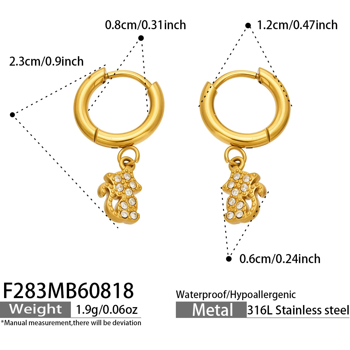 Produktfoto: Creolen mit Zirkonia-Charm-Anhängern, Edelstahl 316