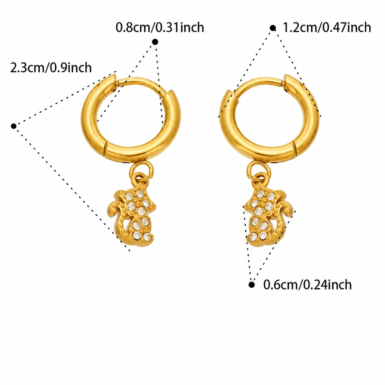 Produktfoto: Creolen mit Zirkonia-Charm-Anhängern, Edelstahl 316