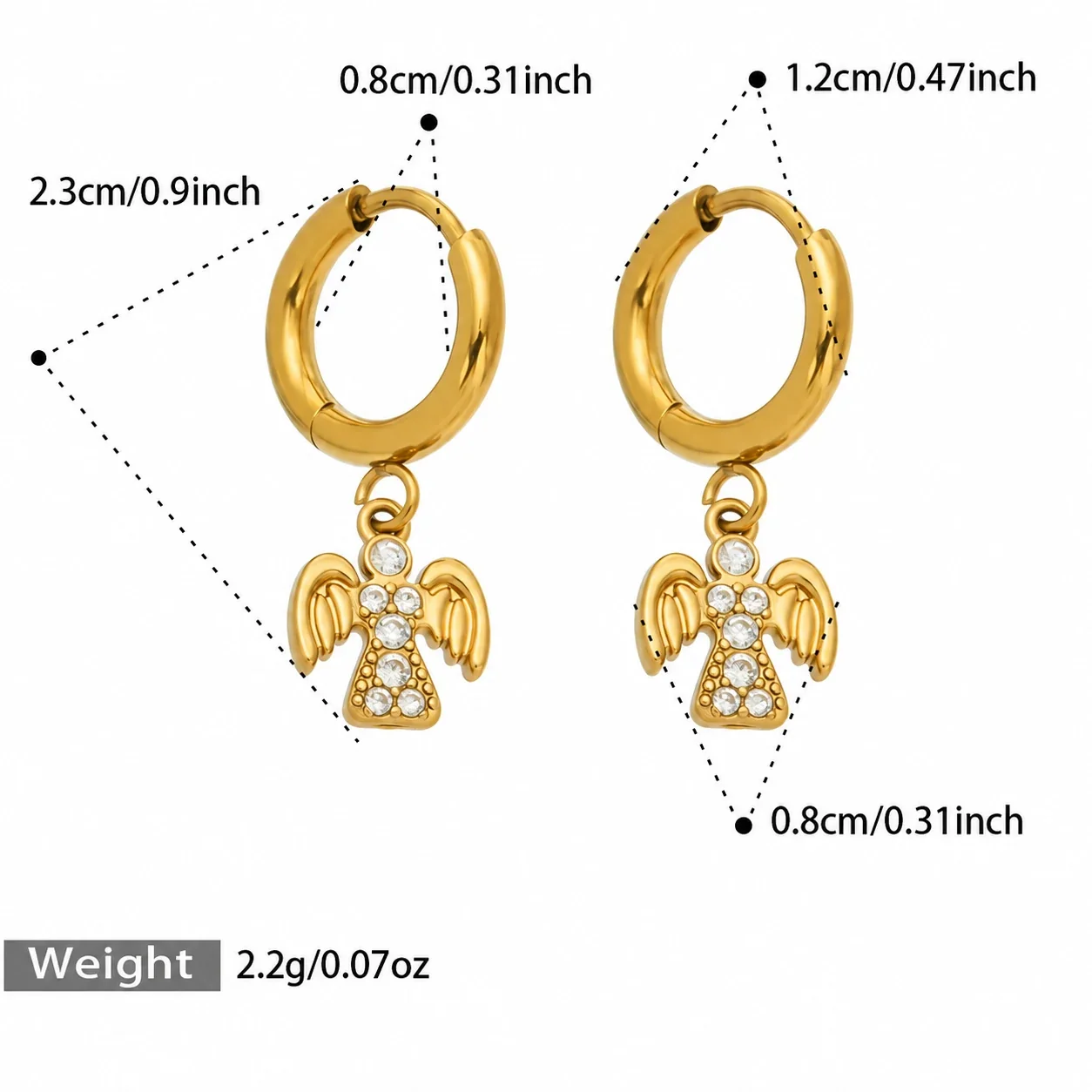 Produktfoto: Creolen mit Zirkonia-Charm-Anhängern, Edelstahl 316